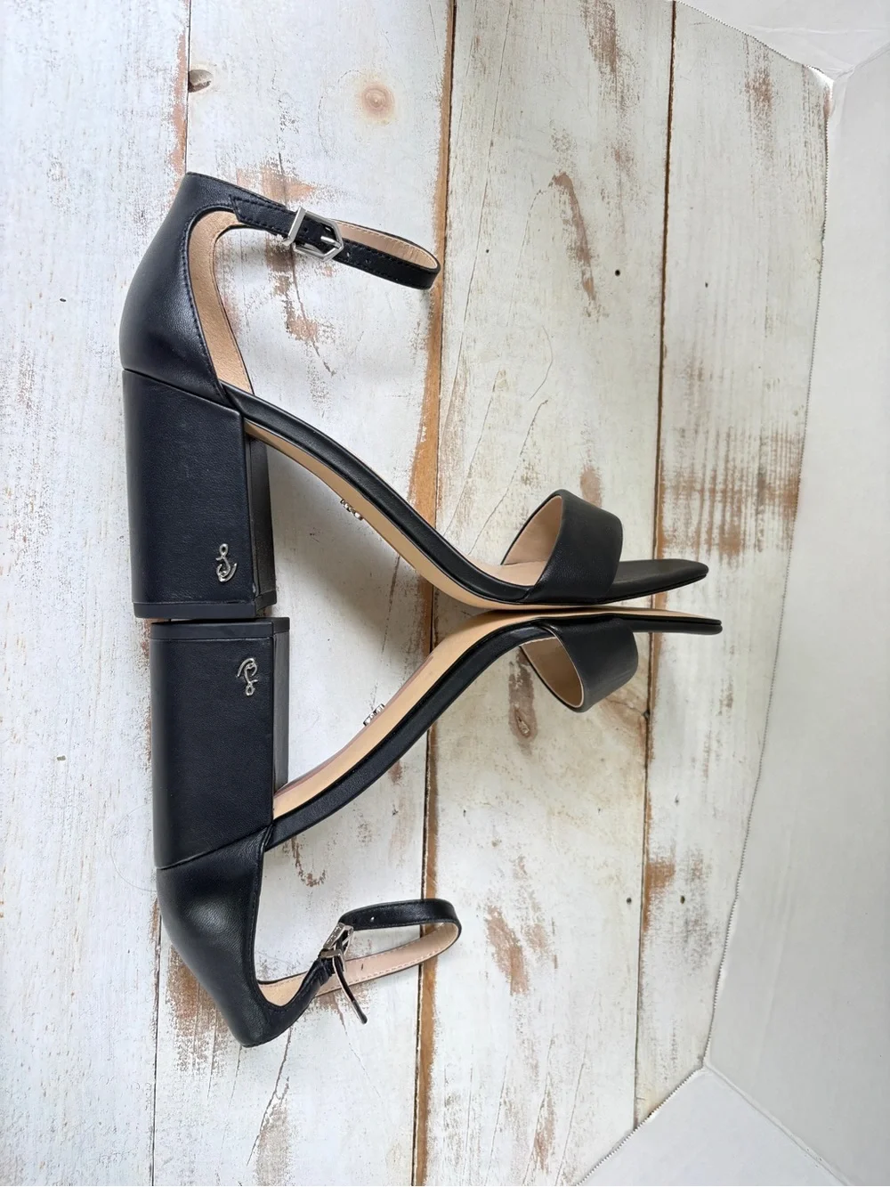Sam Edelman Daniella block heel sandals black leather party formal sz 7 EUC